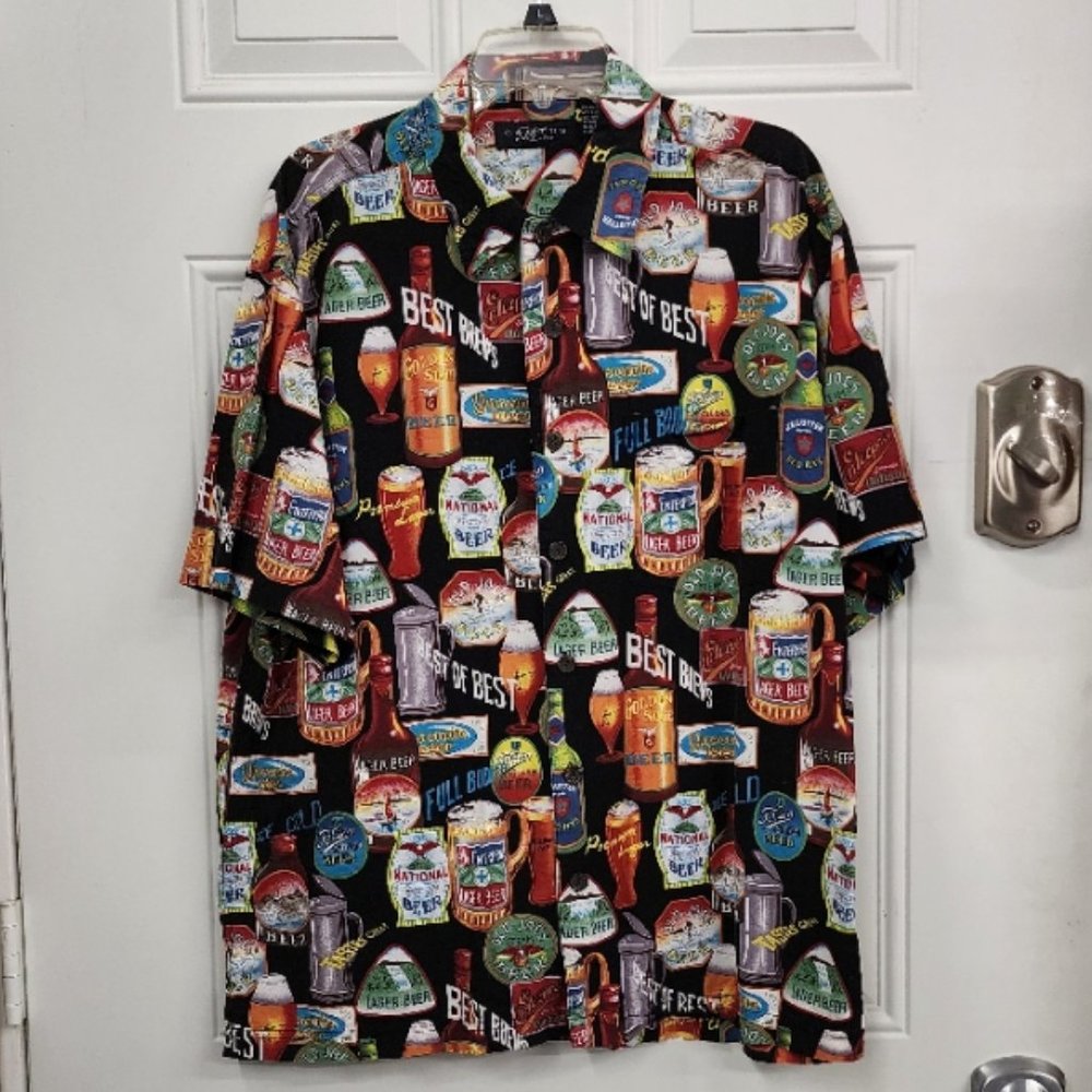 Cactus Black Label Hawaiian Shirt - Best Brews Beer Bottles - Size Large